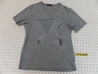〈送料無料〉BOYCOTT ボイコット メンズ Vネック プリント 半袖Tシャツ 3 杢グレー