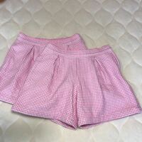 ファミリア 女の子130 キッズ ショート パンツ ズボン 2枚セット 綿 レーヨン ピンク お揃い 双子