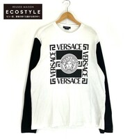 Versace ヴェルサーチ 1001511 メデューサ ロングスリーブカットソー トップス XL ブラック ホワイト メンズ