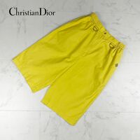 Christian Dior クリスチャンディオール ウエストゴム フレアハーフパンツ ボトムス レディース 黄色 イエロー サイズM*KC170