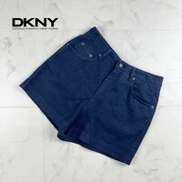 DKNY JEANS ダナキャラン アメリカ製 コットン100% ショートパンツ ボトムス レディース 紺 ネイビー サイズ8*IC465