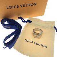 LOUIS VUITTON ルイヴィトン M62488 シグネットリング モノグラム LVロゴ シルバー メンズ 指輪 #L 約20号 箱 布袋 リボン