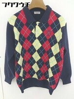 ◇ Munsingwear マンシングウェア キッズ 子供服 ウール ニット アーガイル柄 セーター サイズ160 ネイビー マルチ メンズ