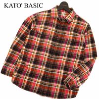 KATO' BASIC カトー 秋冬 長袖 ワーク チェック★ ネル シャツ Sz.S　メンズ　C3T11324_C#B
