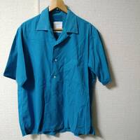 【日本製】MARKAWARE(マーカウェア) 半袖オープンカラーシャツ　ターコイズブルー