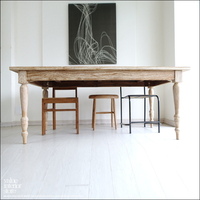 オールドチーク無垢材 ダイニングテーブルSlenWW 食卓テーブル 無垢材テーブル 机 古材家具 ナチュラルホワイト W180cm