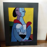 Picasso タベストリー：黄色い背景の女　毛　アートテリーヘ：アーネットをつけた女 綿
