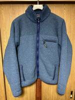 80s アーリーウィンタース　EARLY WINTERS パイル フリース ジャケット USA製 ヘザー色 ネイビー size L 美品 ビッグサイズ