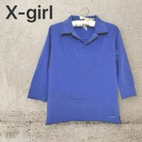 X-girl エックスガール　プルオーバーカットソー 七分袖 トップス　ブルー　サイズ2 M