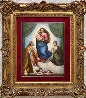 KPM真作 大判19世紀手描き陶板画 システィーナの聖母
