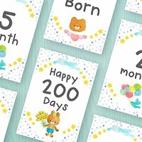 デザイナーズ ベビーマンスリーカード 月齢カード・ハガキサイズ15枚 説明書付き 赤ちゃんの月齢フォトに！ (タイプA)