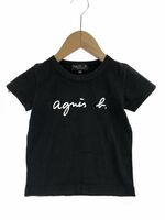 agnes b アニエスベー ロゴプリント Tシャツ sizeXS/黒 ■◆ ☆ eac2 子供服