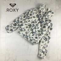 美品 Roxy ロキシー スター総柄 ボアジップアップトラックジャケット レディース 冬物アウター 白 ホワイト サイズM*LC3