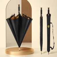 125cm 長傘 自動オープン 高級感 フェラーリ プリントロゴ ゴールドゴムコーティング 晴雨兼用 収納バッグ付 車用傘 ゴルフ傘