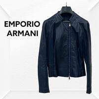 EMPORIO ARMANI エンポリオ アルマーニ 羊革 ラムレザー 切替 シングルライダースジャケット レディース R2B09P R2P02