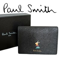 新品 ポールスミス Paul Smith 三つ折り財布 マーケトリーバニー ラビット ウサギ バニー ブラック レディース 婦人 ミニ財布