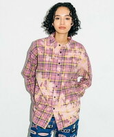X-girl（エックスガール）ブリーチ加工・チェックネルシャツ size2 定価13.200円 BLEACHED PLAID SHIRT