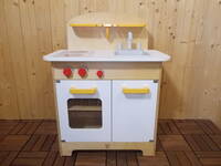 Hape キッチン◆おままごと 木製 ハペ キッチン 台所 おもちゃ 高さ約70ｃｍほど 