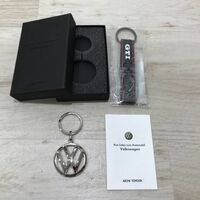VW フォルクスワーゲン エンブレムキーホルダー & GTI ラバー キーホルダー 2点セット[C0070]