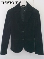 ◇ INTERPLANET インタープラネット ２B ベロア 長袖 テーラードジャケット サイズ38 ブラック レディース