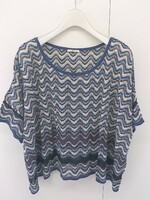 ◇ SHIPS シップス 透かし編み 半袖 ニット セーター ブルー ホワイト ブラウン レディース