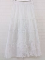 ◇ natural couture ウエストゴム ティアード ロング ギャザー スカート サイズF オフホワイト レディース P