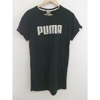 ◇ PUMA プーマ ロゴプリント クルーネック 半袖 ミニ カットソー ワンピース サイズM ブラック レディース P