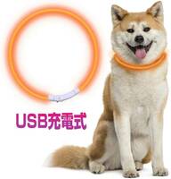犬 首輪 光る USB充電式 調整可 70cm 猫 お散歩 安全対策