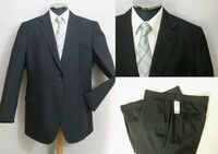 【春夏 特別価格】洗えるスーツ・2釦2パンツスーツ・AB-8・ハイグレード仕様・黒/ストライプ