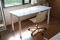 NITORI ニトリ テンバン プレフェ 140 デスク テーブル 長机 ホワイト 現状品　「椅子　IKEA？」セット　幅150奥行650高710