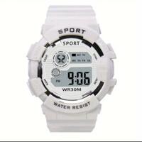 腕時計 デジタル スポーツウォッチ 防水 多機能 ホワイト
