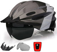 自転車 電動自転車 ヘルメット 大人用 CPSC/CE安全基準認証 充電式 セフティーライト付 ゴーグル バイザー付 軽量 Lサイズ