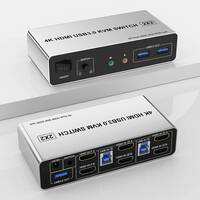 USB 3.0 HDMI デュアル モニター KVMスイッチ 2 ポート ディスプレイ切替器 2モニタ2コンピュータ