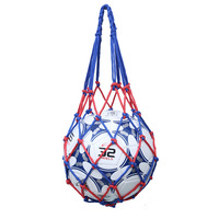 ボール用収納ネット　ボールバッグ　網袋　サッカーボール用　バレーボール用 バスケットボール用　ブルー×レッド