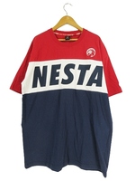 ネスタブランド NESTA BRAND Tシャツ 丸首 半袖 ロゴ 刺繍 レッド ホワイト ネイビー sizeXL QQQ メンズ