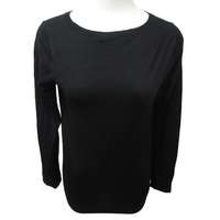 ダナキャランニューヨーク DKNY ウールカットソー Tシャツ クルーネック 長袖 黒 ブラック Sサイズ 0217 レディース