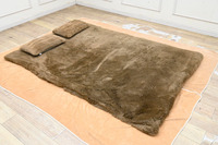 HN12 ニチロ 羊毛 ムートン 敷布団 敷物 ラグ 枕2点 寝具 幅202×138cm ダブルサイズ程度