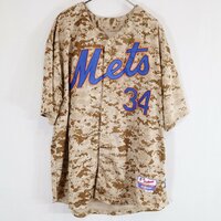 SALE///// majestic MLB ニューヨーク・メッツ ベースボールシャツ スポーツ 野球 ユニフォーム 迷彩柄 ( メンズ 52 ) N3025