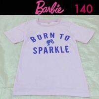 １回着☆海外購入 Barbie 半袖Tシャツ 140 紫ラベンダーパープルバービー