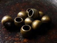 ◆ふっくら丸型の古色真鍮玉...大穴ブラスビーズ１０玉◆無垢玉