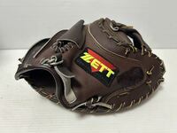 【良型】ZETTソフトボール用キャッチャーミット 天然皮革製 大人用 旧ラベル 縦横型 軟式野球使用可能