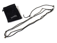 N13710 美品 VADEL バデル 編み込みレザー ネックレス メンズ ユニセックス ブラック×シルバー 保管袋付き ペンダント アクセサリー