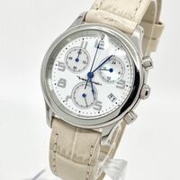 Yves Bertelin 腕時計 クロノグラフ デイト ラウンド アラビアン ブルースティール シェル シルバー 銀 イブベルトラン Y514