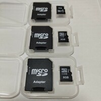 microSDカード 8GB マイクロSDカード メモリーカード 変換アダプタ 透明ケース付き ３個セット 初期化済み