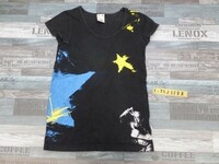 X-girl エックスガール レディース 星ペイント風 半袖Tシャツ 1 黒