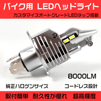 カワサキ W800 EJ800A 2011～2016 H4 LEDヘッドライト バイク用 バルブ 1灯分