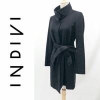 INDIVI インディヴィ コート ステンカラーコート アウター 羊毛 ウール カシミヤ ジャケット ブラック 黒 サイズ38 M