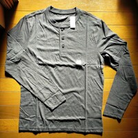 GAP ギャップ エブリディソフトヘンリー Tシャツ Sサイズ ロンT 長袖 トップス カットソー シンプル グレー 定価3990円 y9844-1-HZ4