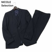 NICOLE Selection ニコル セレクション 春夏 背抜き★ ストライプ セットアップ スーツ Sz.46　メンズ ネイビー ビジネス　I4T00546_2#M