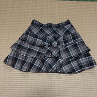 【ワンコイン古着】子供服 サイズ１６５ 茶系 チェック柄 ミニスカート